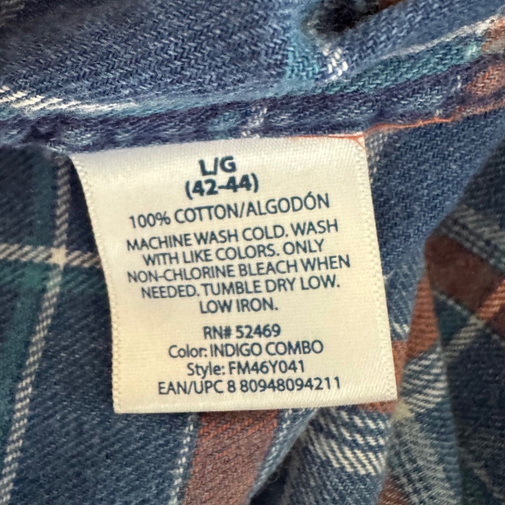 Plaid Flannel Mens Shirt Large Lumberjack Cottagecore Cabin Workwear Grunge Fall - Picture 5 of 6